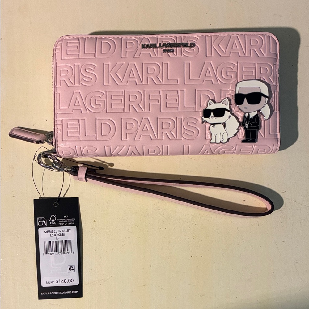 Karl Lagerfeld Light Pink Embossed Wristlet